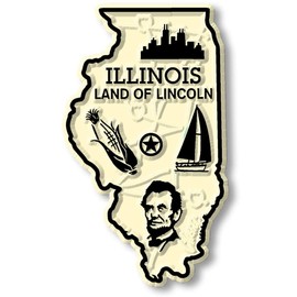 Illinois Small State Magnet by Classic Magnets, 1.5" x 2.5", Collectible Souvenirs Made in The USA