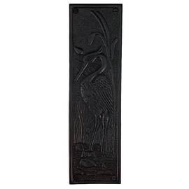 Blue Heron Motif Push Plate in Aged Bronze Finish - The Marshland