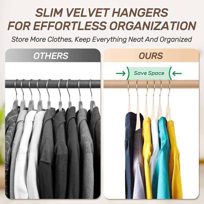 Sishynio Premium Velvet Hangers 30 Pack with Gold Hooks, Non-Slip,