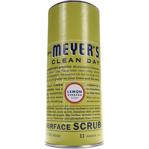 Mrs. Meyer's Clean Day Surface Scrub, Removes grime on Kitchen and Bathroom Surfaces, Non Scratching Powder, Lemon Verbena, 11 oz