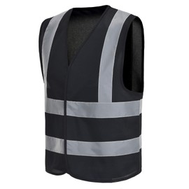 Black High Visibility Vest Small Reflective Vest High Visibility hi viz vis Executive Waistcoat