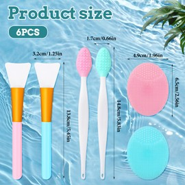 6 Pack Silicone Face Scrubber Brush Set 2 Pack Exfoliating Lip Brush 2 Pcs Face Scrubber 2PCS Silicone Faces Mask Brushes Exfoliator Blackhead Skin Care Tool for Women Men