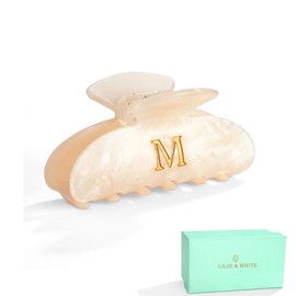 LILIE&WHITE Pinzas Para El Cabello Con Letras Acrílicas Para Mujer Elegantes Pinzas Para El Cabello Con Monograma M Pinzas Para El Cabello Con Alfabeto Pinzas Con Purpurina A La Moda Accesor
