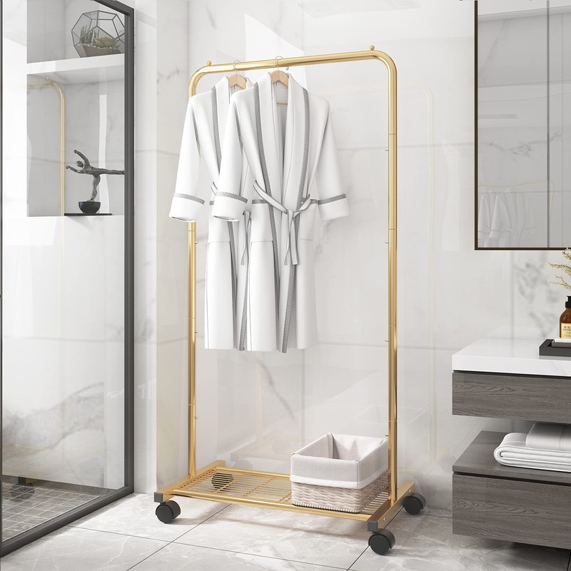 Simple Trending Standard Clothes Garment Rack, Clothing Rolling Rack with
