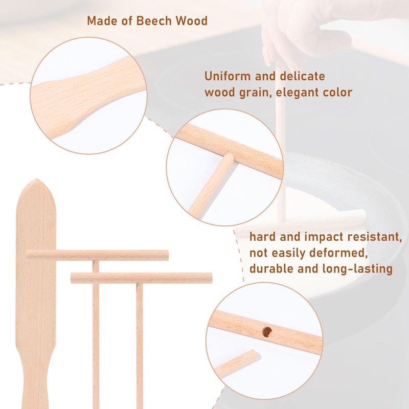 Mayoii 3pcs Crepe Spreader Set Beech Hard Durable Crepe Maker