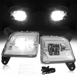 HECASA LED Fog Lights Compatible with 2019-2022 Chevy Silverado 1500 (New Body) Front Fog Lamps Replacement for GM2593332 GM2592332 84509652 84509651 LH & RH Chorme Housing Clear Lens