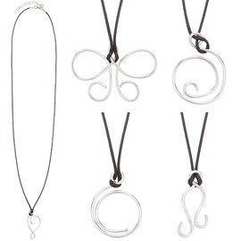 NBEADS 5 Pcs Adjustable Portuguese Knitting Necklace, 23.6 inch Yarn Tension Control Knitting Tool Mixed Shape Aluminum Knitting Pin for Knitters Knitting Crochet Project