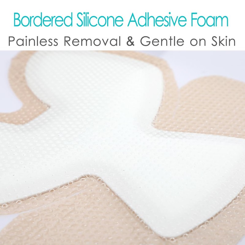 Silicone Heel Bordered Foam Dressing Waterproof Absorbent Wounds Bandages Pressure