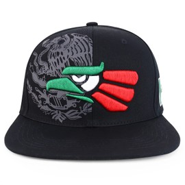 Trendy Apparel Shop Hecho En Mexico Eagle 3D Embroidered Flat Bill Snapback Cap - Black MEX