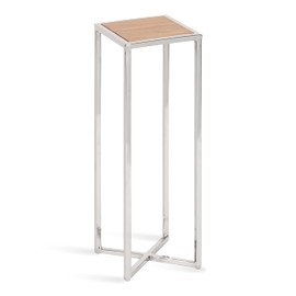 Kate and Laurel Jaspur Modern Drink Table, 7 x 7 x 21, Silver and Wood, Decorative Glam Accent Table for Display and Storage