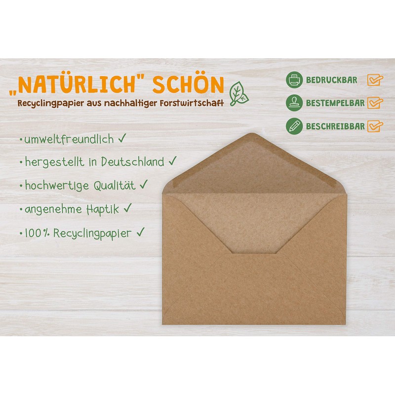 KuschelICH Envelopes Kraft Paper C6 114 x 162 mm Brown