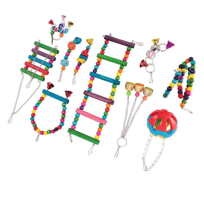 Bird Toy Set Colorful Boredom Relief Chewing Climbing Parrot Swing