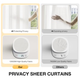 Anmao Non-See-Through Off White Privacy Semi Sheer Curtains for Living Room 84 Inch Length 2 Panels Set, Light Filtering that Let Light in Rod Pocket Window Drapes for Bedroom, 52W x 84L, Ivory White