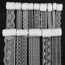 14 rotoli di nastro in pizzo bianco con fiori da 1,3 a 6 cm, stile vintage assortito, tessuto in pizzo, applicazioni in pizzo, decorazione smerlata per cucito, artigianato e matrimoni nuziali (3,28 m