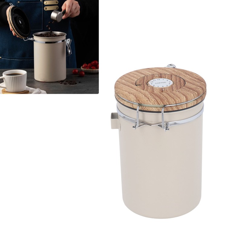 Coffee Canister 1.8L Stainless Steel Airtight Coffee Bean Storage Container