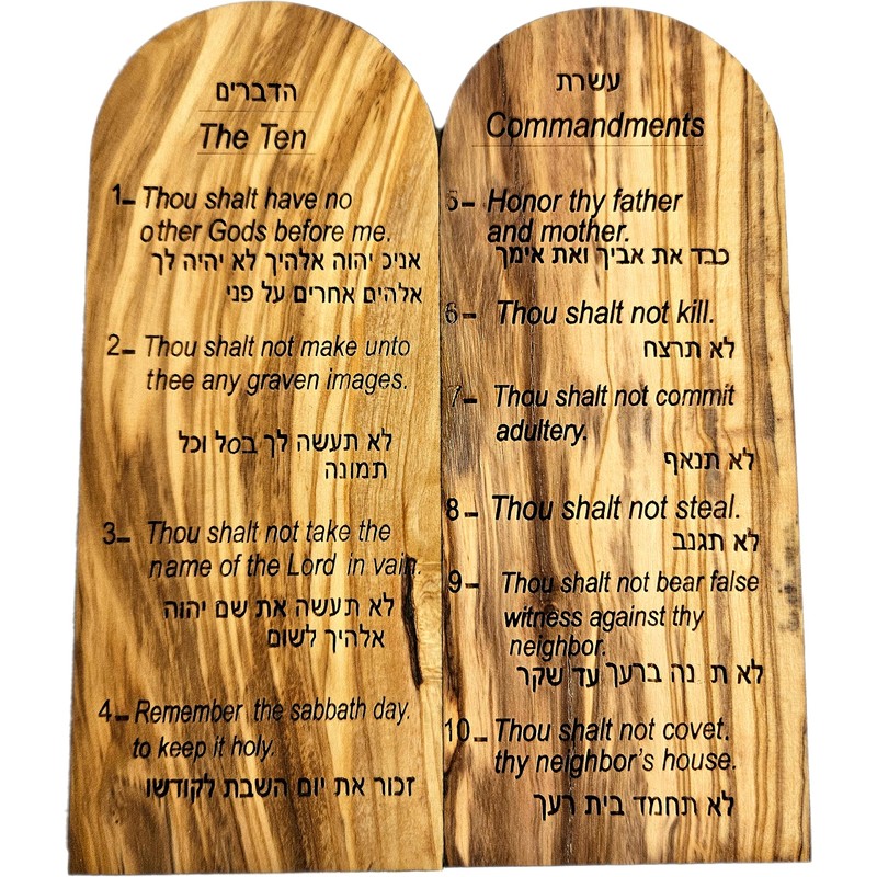 Holy Land Market Ten (10) Commandments Tablets or Decalogue Given