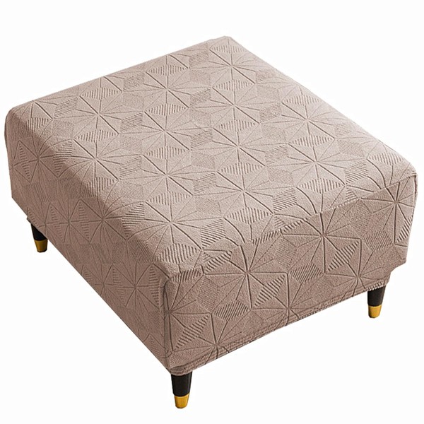 GERLNF Square Ottoman Cover,Stretch Square Covers Slipcover,Soft Knitted Jacquard Cover