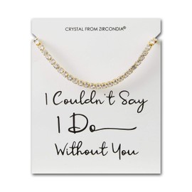 Philip Jones Gold Plated I Couldn't Say I Do Without You Solitaire Friendship Bracelet Created with Zircondia® Crystals