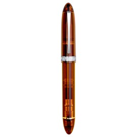 Majohn V60 Triangular Piston Fountain Pen Fine Nib, Transparent Brown Resin Writing Pen with Gift Box