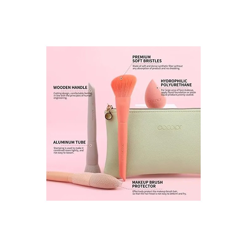 Docolor Juego De Brochas De Maquillaje 17 Piezas Brochas De