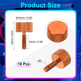 sourcing map M3x10mm Knurled Thumb Screw, 10 Pcs Aluminum Alloy Flat Knurled Head Thumb Screws Bolts Grip Knobs Fastener for PC Computer Case, Orange