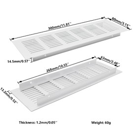2PCS Air Vent,TTZEZE Heavy Duty Aluminium Alloy Ventilation Grille Rectangle Metal Louvered Grill Cover for Wardrobe Stove Shoes Cabinet Sink Kitchen Bathroom Side Wall Ceiling and Floor Exhaust Vent