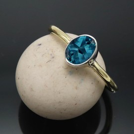 JEWELSTREZORO Londoner blauer Topas im Labor gezüchtet Edelstein-Bandring für Herren und Damen, alle Größen, 925 Sterlingsilber, Geschenkartikel, Schmuck TSR1088AT_4 (50 (15.9))