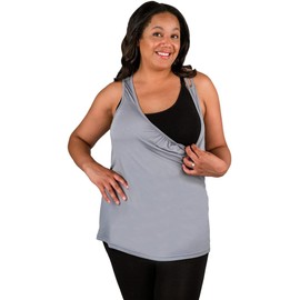 bamboobies Women's Standard Nursing Easy Access Tank Top, Maternity Clothing for Breastfeeding, Grey, Medium