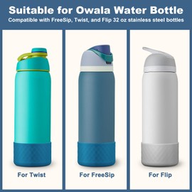 Airboat 2PCS Silicone Water Bottle Boot for Owala 32oz, Protective Bottom Bumper Anti-Slip Sleeve for FreeSip, Twist, and Flip Stainless Steel Bottles, Dishwasher Safe and BPA Free