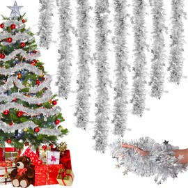 Aitsite Tinsel Christmas Tree, 8 Pieces Christmas Garland, Tinsel Garland, Christmas Outdoor Christmas Garland, Christmas Garlands Decorated with Stars, Christmas Decoration Garland, Christmas Tree