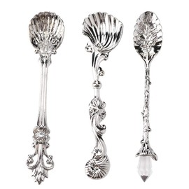 Coffee Spoons, 3 Pieces Zine Alloy Spoons, Retro Vintage Teaspoon, Ice Cream Spoon, Mixing Spoon, Silver