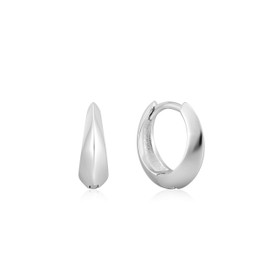 ANIA HAIE 925 Sterling Silver Single Spike Hinged Huggie Hoop Sleeper Earrings, Rhodium Plated