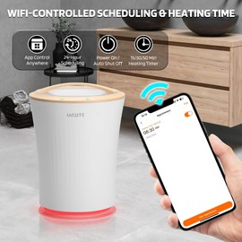 Lagute Bathroom Towel Warmers Bucket with WiFi Control and Time Appointment, Warning Alarm RGB Light, Warm Beige