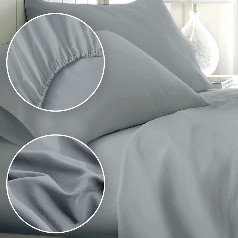 POLO World Network 6 Piece Sheet Set, Microfiber, Stone Blue,