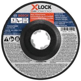 BOSCH TCWX27S500 5 In. x .045 In. X-LOCK Metal/Stainless Fast Cutting Abrasive Wheel 60 Grit Compatible with 7/8 In. Arbor Type 27A (ISO 42) for Applications in Metal, Stainless Steel Cutting