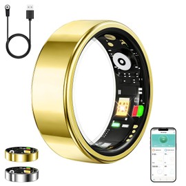 Smart Ring for Women Men,Birthday Gifts for Women Men - Health & Activity Tracker with Heart Rate,Sleep Monitoring/Blood Oxygen/Motion Tracking,Waterproof & No Subscription Required Gold 8