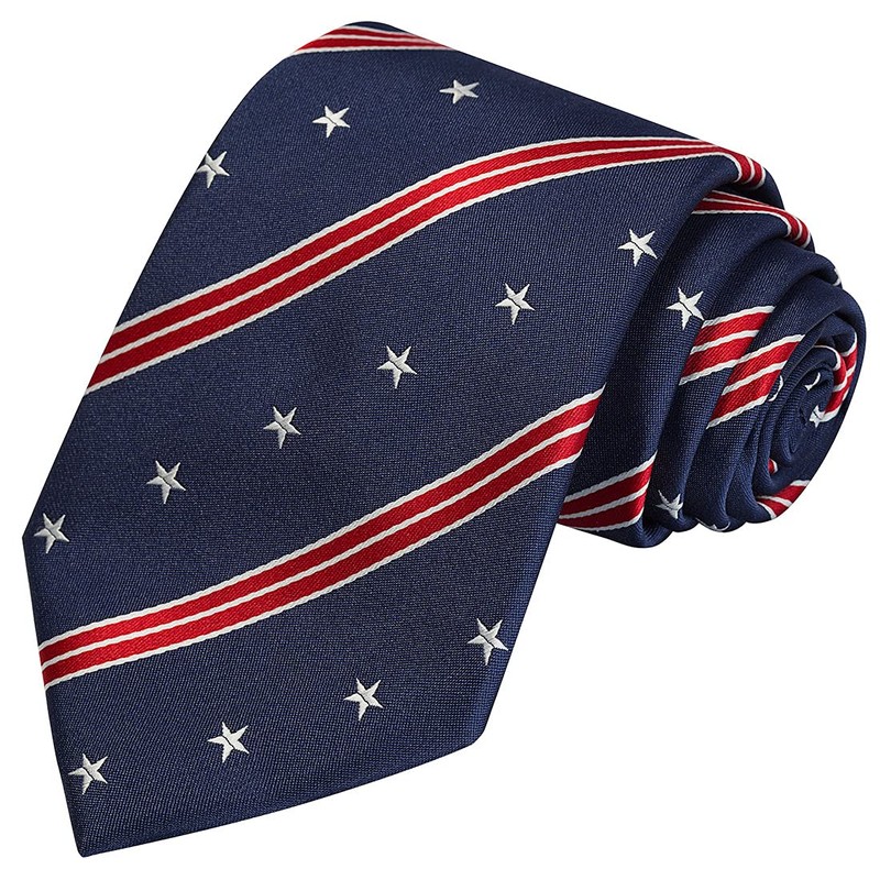 KissTies Mens US Flag 63'' Extra Long Silk Tie Blue