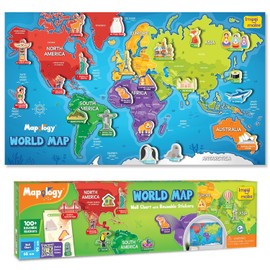 Imagimake Mapology World Map with Reusable Stickers | Geography Game for Kids Ages 5-8 | Learning Toys | Activities for Kids Ages 8-12 | Stem Toys | Gifts for Girls & Boys Age 5,6,7,8,9,10,11,12
