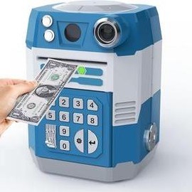 TUSEASY Piggy Bank for Kid with Coin Slot, Auto Grab Bill Slot, Password Protected with Hand Wave Activation, Electronic Money Safe Bank, Hot Gift for 4 7 8 9 10 11 Year Old Boys Girls, Pink - Color: blue