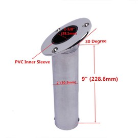 Hoffen 2 PCS Stainless Steel Fishing Rod Holder Flush Mount 15/30/90 Degree Polished,Casting Flange Heavy Duty,Max Load 500lbs,for Marine Yacht RV