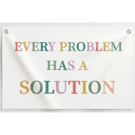 Every Problem Has a Solution Canvas Banner, 30 x 20 Inch Reusable Fabric Wall Hanging with Metal Grommets, Pastel Inspirational Quote Backdrop for Home Office, Workspace, Office Decor