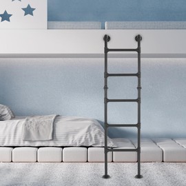 Wall Mounted Metal Step Ladder 5-Step Ladder Basement Window Well Egress Ladder Fire Emergency Escape Ladder High Entrance Attic Egress Ladder Bunk Bed Climbing Ladder 440.92LBS (64.96in) (170cm)