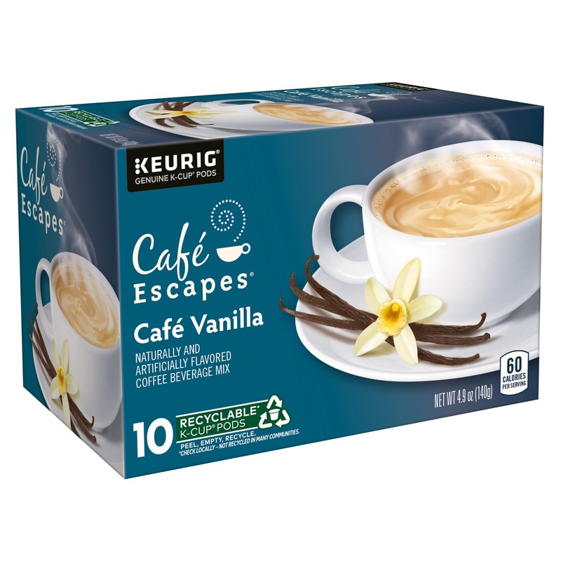 Café Escapes Café Vanilla Coffee Beverage, Single-Serve K-Cup Pods, 60