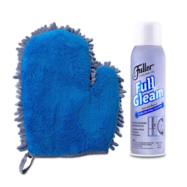 Fuller Brush Stainless Steel Easy Clean & Polish Kit – With 2-in-1 Microfiber Mitt + FullGleam Stainless Steel Cleaner – For Appliances & Fixtures In Home & Business