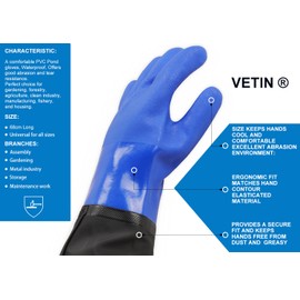 Long Pond Gloves, 26.77" Drain Gloves, Long Rubber Gloves, Waterproof Drain Cleaning Gloves Acid and Alkali Resistance Pond Cleaning Gloves, Full Arm Gloves for Aquarium and Pond Maintenance, Blue