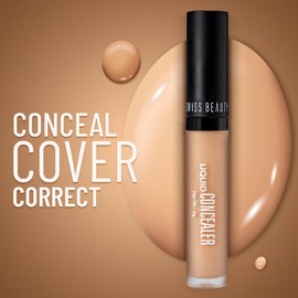 Swiss Beauty Liquid Light weight Concealer with Full Coverage | Easily Blendable Concealer for face makeup with Matte finish 5.6g (Orange 09)