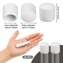 20PCS 0.39 Inch Door Stoppers Rubber Tip Replacement,Door Stop Bumper Tips, Door Stop Caps for Door Wall Protection （White）