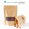 50pcs Kraft Bags with Window Resealable Stand Up Ziplock Pouches