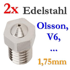 2x E3D V5 V6 JHead 0.6 mm Stainless Steel Nozzle for 1.75 mm