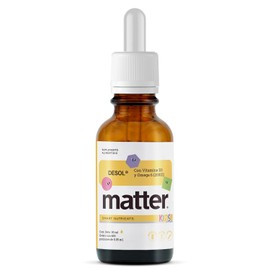 Matter Desol Kids Vitaminas para Niños, Vitamina D3 (Colecalciferol) en Gotas, Apoyo al Desarrollo Óseo y Bienestar Infantil, Libre de Alérgenos, 600 Porciones, Frasco 1 Gotero 30 ml